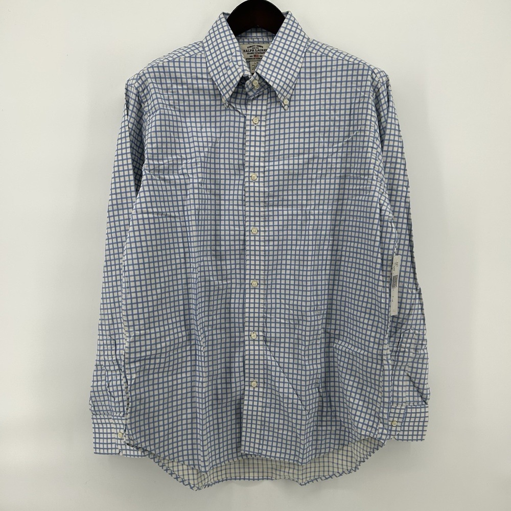Ralph Lauren Polo Jeans Co Shirt Mens Size L Blue White Check‎ Heritage VTG NWT